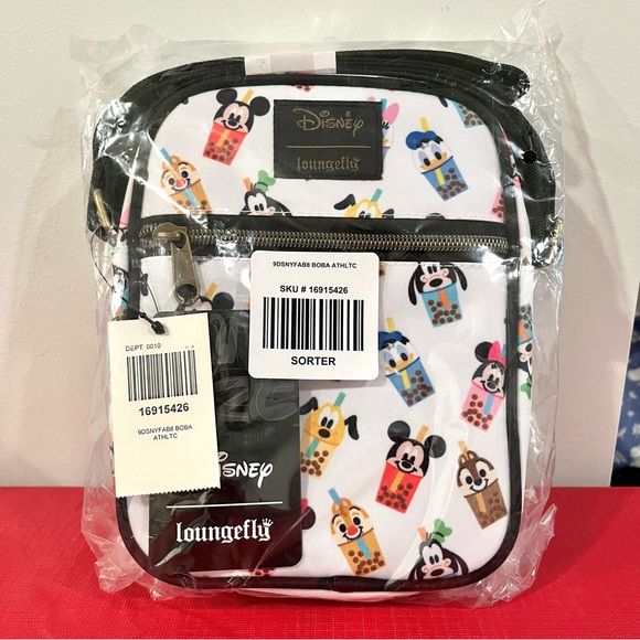 NEW Loungefly Disney Mickey Mouse & Friends Boba Athletic Crossbody Bag - Picture 1 of 8